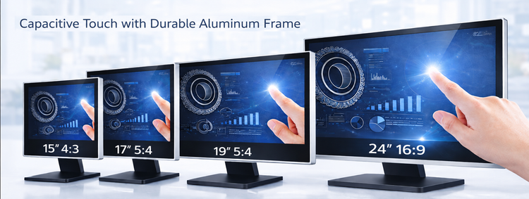 Pro Series touchscreen monitors: 15-inch 4:3, 17-inch and 19-inch 5:4, 24-inch 16:9