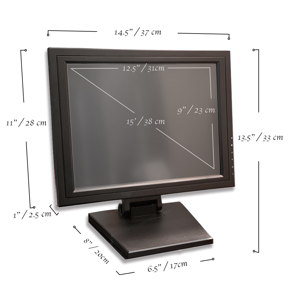 15" Resistive Touch Screen POS Monitor | 4:3 TFT LCD Display