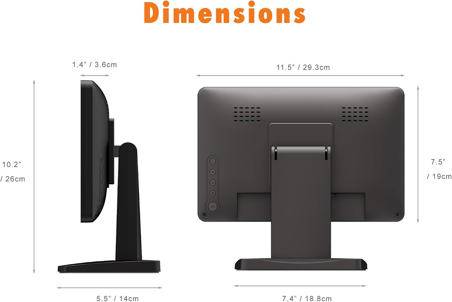 12-Inch HD Capacitive POS Touchscreen Monitor – 16:9, 1366 × 768, HDMI/VGA, Adjustable Stand