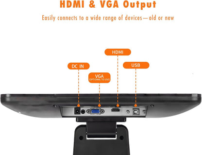 12-Inch HD Capacitive POS Touchscreen Monitor – 16:9, 1366 × 768, HDMI/VGA, Adjustable Stand