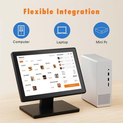 12-Inch HD Capacitive POS Touchscreen Monitor – 16:9, 1366 × 768, HDMI/VGA, Adjustable Stand