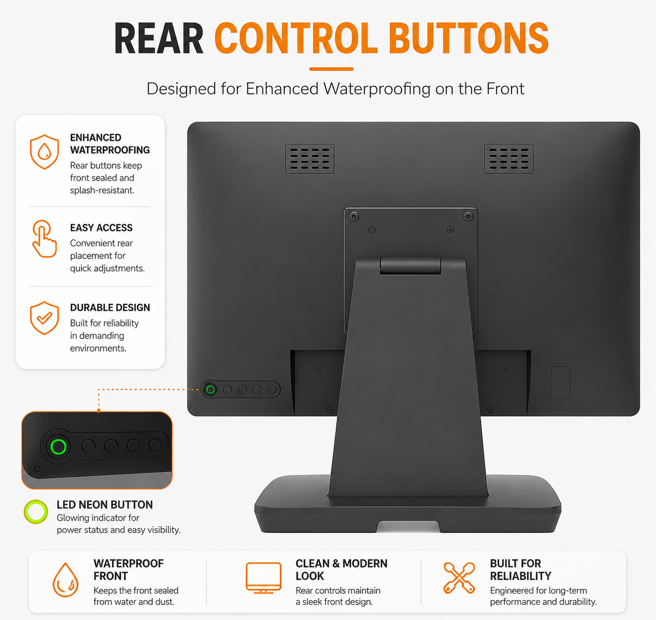 18.5" FHD 16:9 LED Touchscreen POS Monitor | 10-Point Touch 1080P