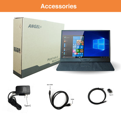 15.6" Portable Monitor, 1080P Full HD Type-C HDMI & Stereo Speakers for Switch, Phone, PS4, Xbox, Case & Screen Protector Included