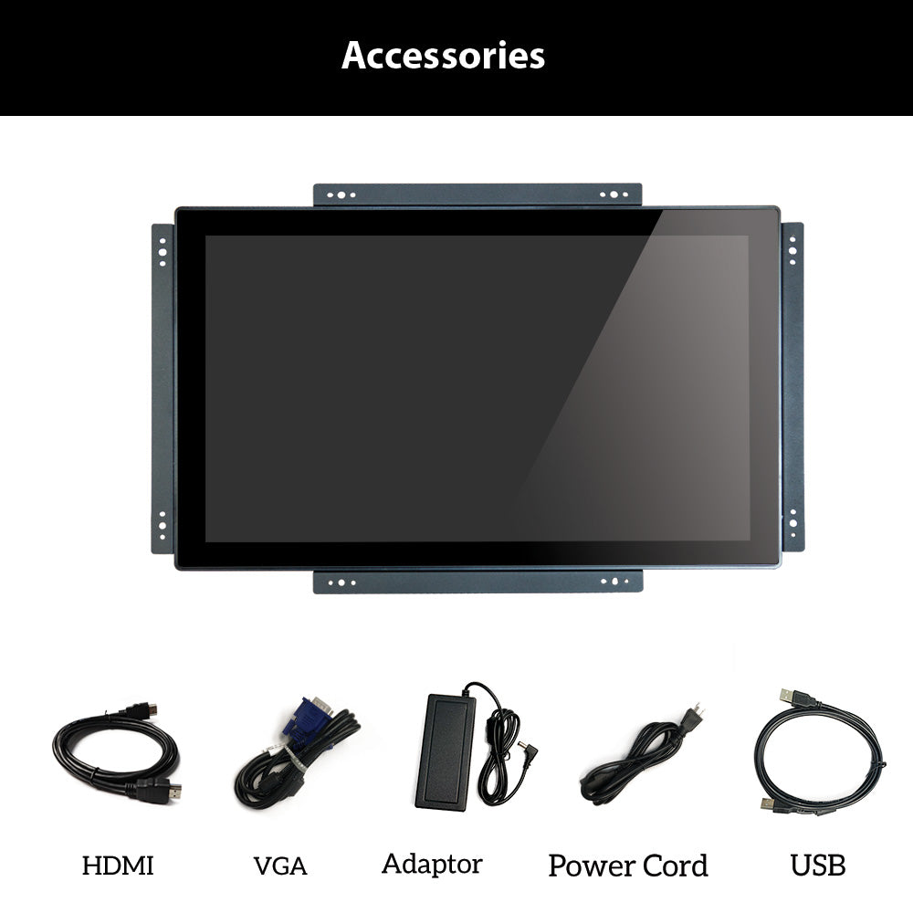 21.5 Inch Open Frame Touchscreen Monitor VESA & Rear Mounting Bracket | 16:9 LED Display 1920 x 1080