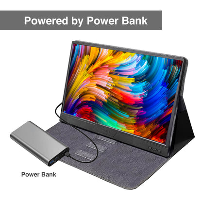 15.6" Portable Monitor, 1080P Full HD Type-C HDMI & Stereo Speakers for Switch, Phone, PS4, Xbox, Case & Screen Protector Included