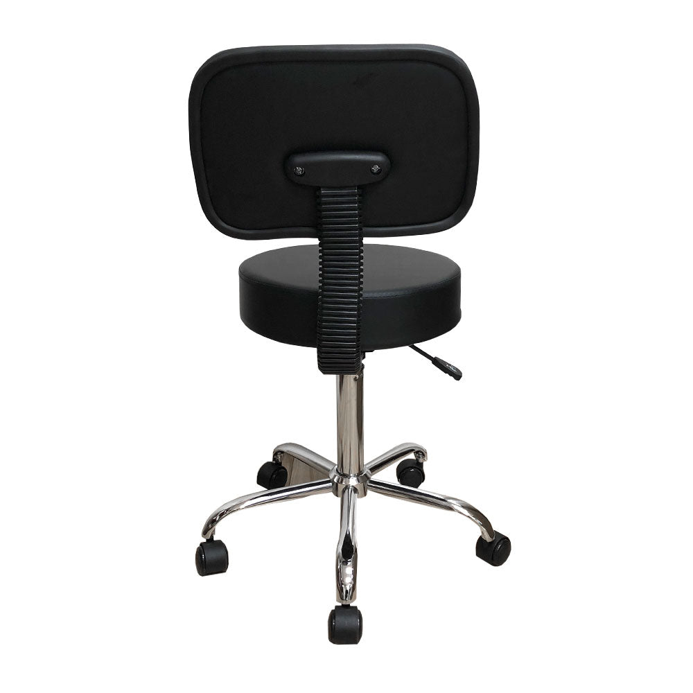 Deluxe Round Height Hydraulic Adjustable Rolling Stool, Great for Spa Facial Tattoo Technician Office or Home use (Black with backrest)