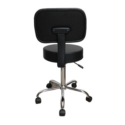 Deluxe Round Height Hydraulic Adjustable Rolling Stool, Great for Spa Facial Tattoo Technician Office or Home use (Black with backrest)