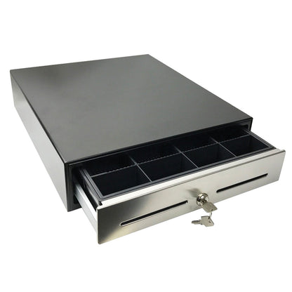 14" POS Cash Drawer with Stainless Steel Front Cash Register Till Draw Box