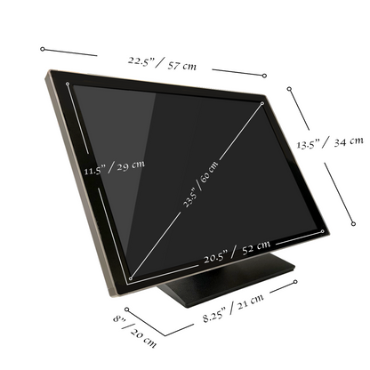 23.6" Capacitive Pro LED Backlit Multi-Touch HDMI VGA Monitor with 16:9 Display 1920 x 1080, True Flat Seamless Design Touchscreen, Great for Office, POS, Retail, Restaurant, Bar, Gym, Warehouse