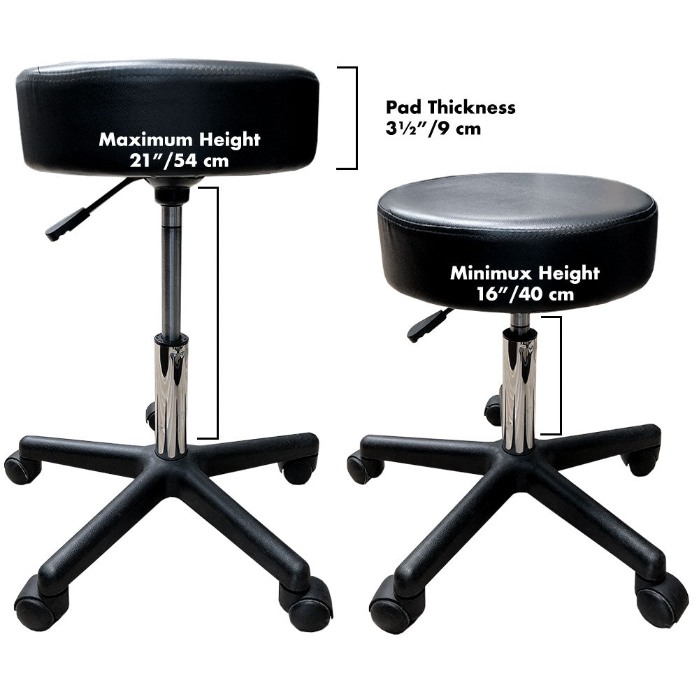Black Round Hydraulic Height Adjustable Rolling Stool, Great for Spa Facial Tattoo Technician Office or Home use