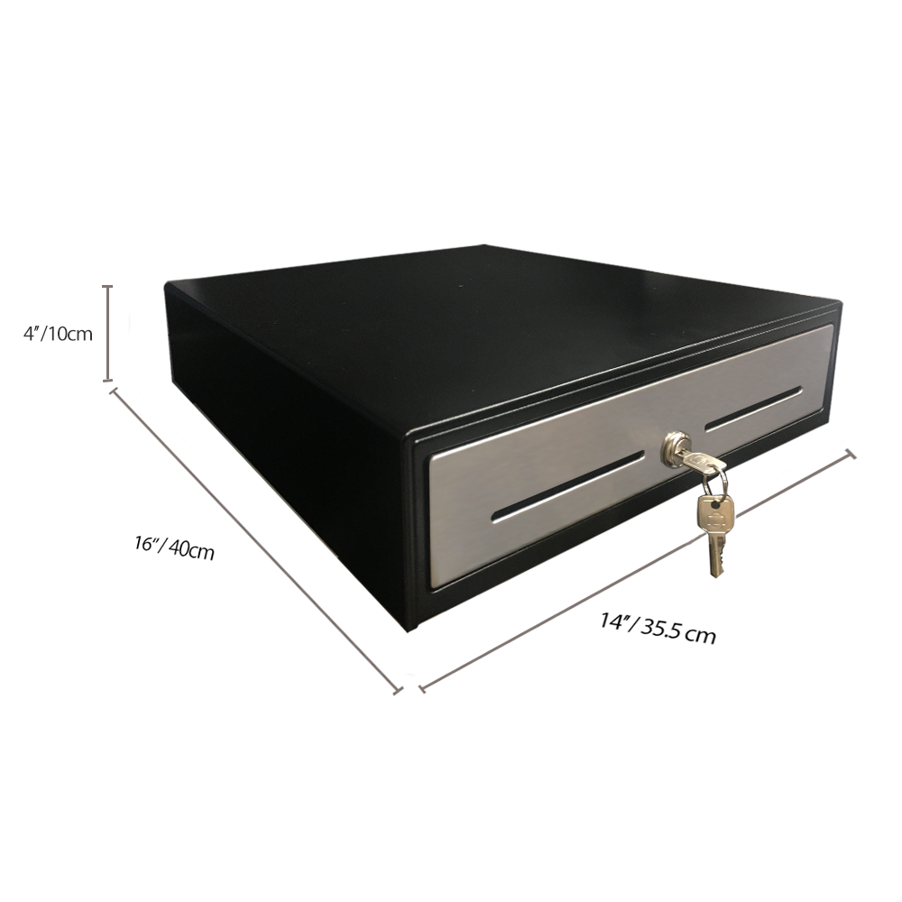 14" POS Cash Drawer with Stainless Steel Front Cash Register Till Draw Box