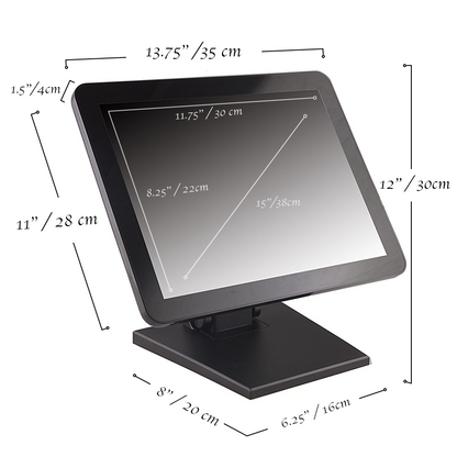 15" Capacitive LED Backlit Multi-Touch Monitor, True Flat Seamless Design Touchscreen, Great for Office, POS, Retail, Restaurant, Bar, Gym, Warehouse, NO Driver Required…