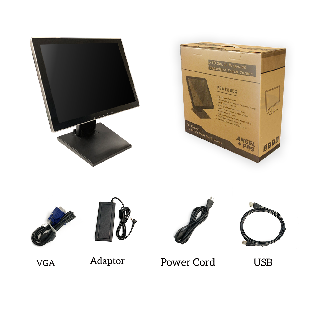 15" Pro Series Capacitive LED Backlit Multi-Touch Monitor, True Flat Seamless Design Touchscreen, Great for Office, POS, Retail, Restaurant, Bar, Gym, Warehouse, NO Driver Required (15 Inch)